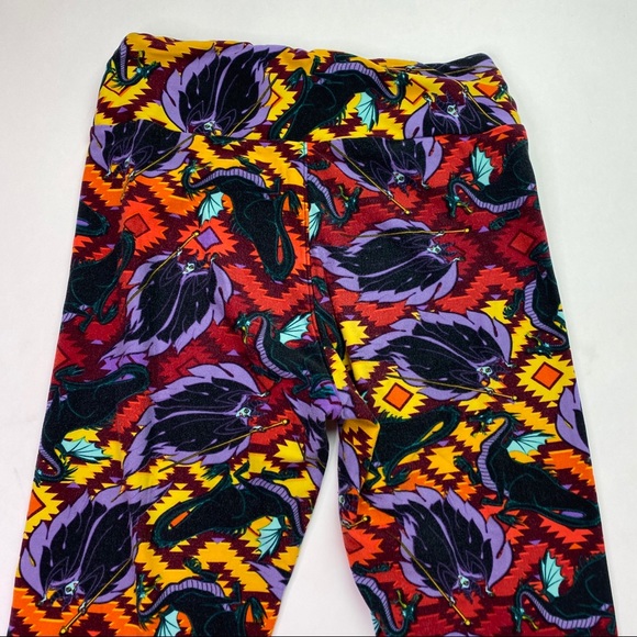 LuLaRoe Leggings Disney Maleficent Dragon OS Red - Picture 10 of 14